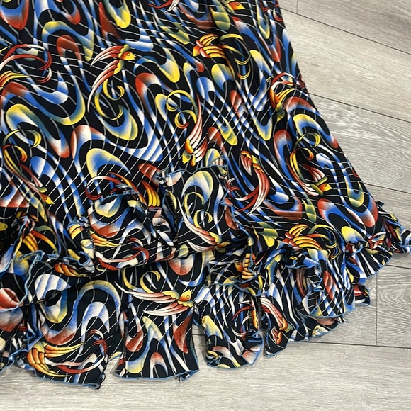 Ethnic Bird Print Maxi Dress with Flutter Sleeves - Picture 12 of 17